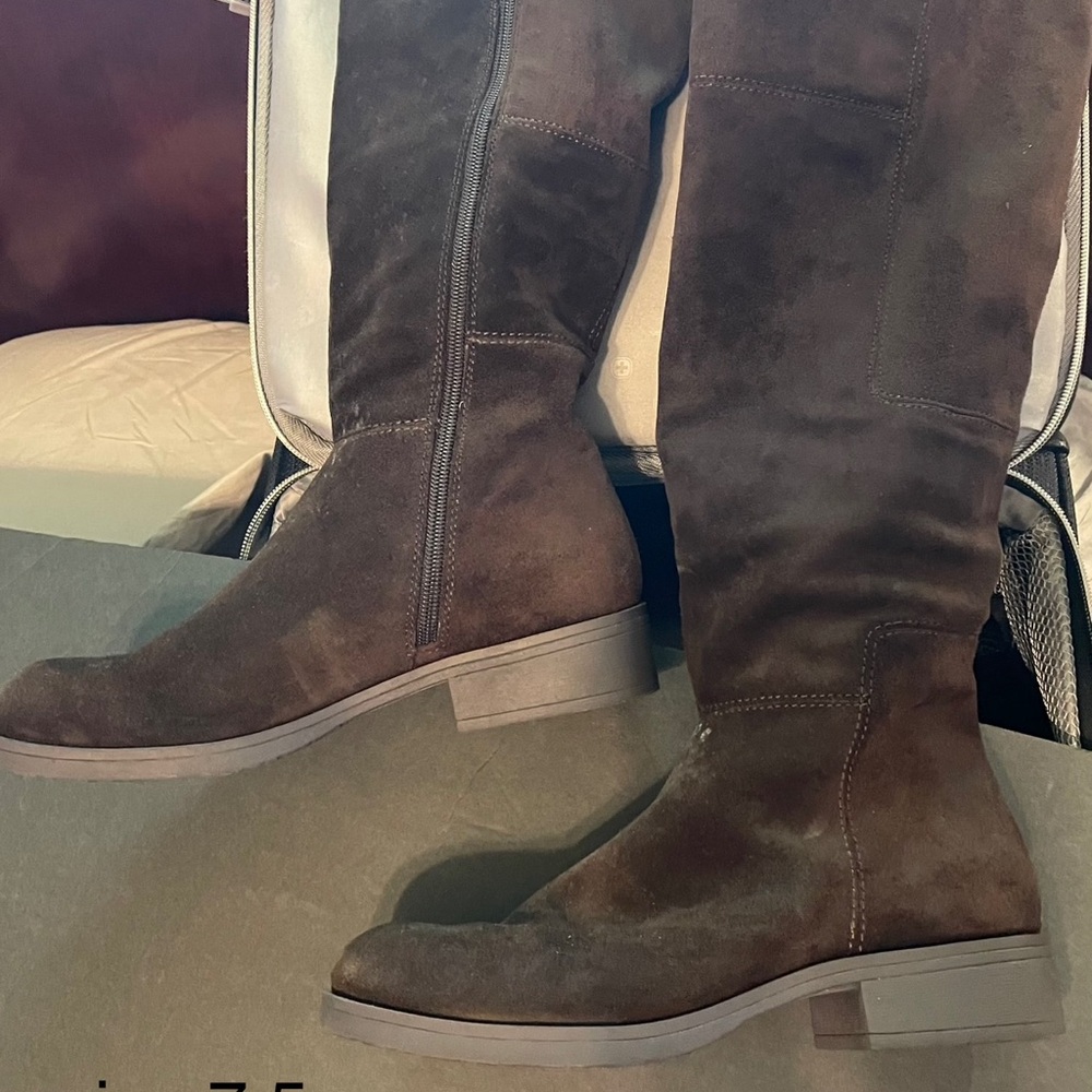 Brown (faux) Suede Knee-High Boots